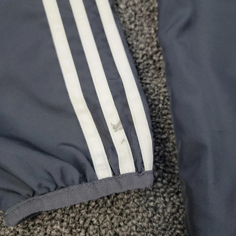 Adidas Windbreaker Mens S Navy Gray Trefoil Chevron Full Zip Hooded Jacket Retro